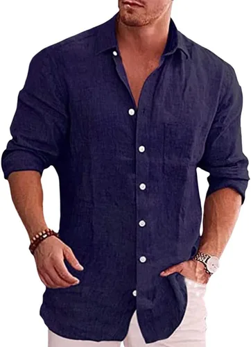 Vista 15 de domirica Camisa de manga larga con botones para hombre, étnica 2025, para verano, hawaiana, playa, casual, vintage, novedosa, ligera