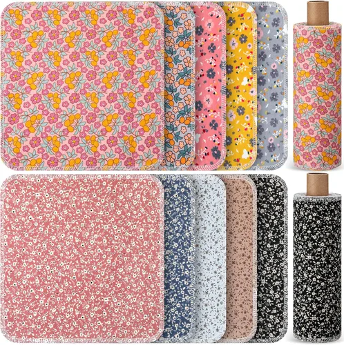 Vista 13 de Redbaker 50 piezas de toallas de papel reutilizables, paños de algodón reutilizables sin papel, toallas de papel absorbentes lavables