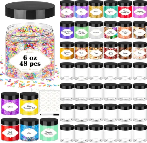 Vista 36 de PeacePeo Tarros de plástico con tapas, recipientes de slime de 4 onzas, 72 frascos de plástico transparente vacíos, recipientes de cosméticos
