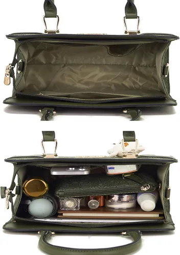 Vista 19 de Bolsos de mano de moda para mujer, bolsa de hombro, asa superior, bolsa de mano, juego de 4 piezas