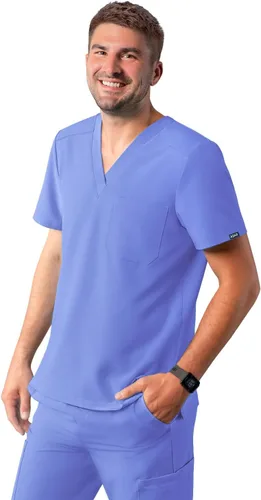 Vista 13 de Adar Addition Scrubs para hombre - Camiseta médica clásica con cuello en V Negro
