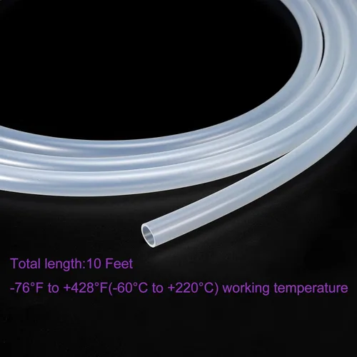 Vista 4 de DMiotech 0.354 in ID 0.433 in OD 10 pies tubo de silicona transparente tubo industrial de silicona para bomba de aire de agua