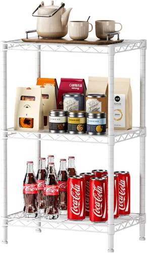 Vista 18 de SINGAYE 2 estantes pequeños para cocina, estante de alambre, estante de metal, organizadores ajustables, estantes de almacenamiento para despensa