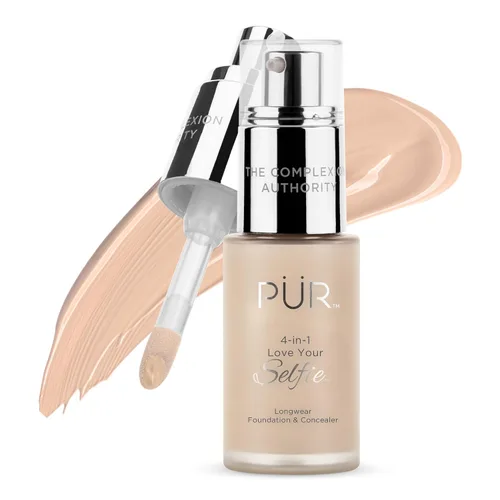 Vista 11 de PÜR MINERALS 4-in-1 Love Your Selfie Foundation & Concealer - Longwear Medium-to-Full Coverage Liquid Makeup Foundation with Hydrating Blend for
