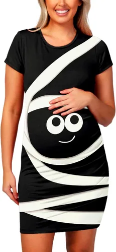Vista 5 de Deerose Vestidos de embarazo para el día de Pascua para mujer, con estampado de conejito de huevo