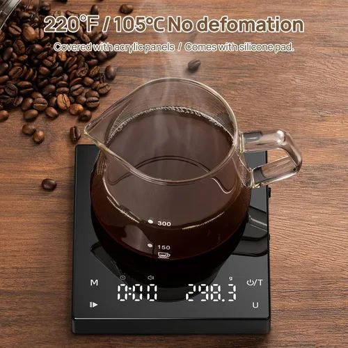 Vista 7 de Meilen Mini báscula de café espresso con temporizador, precisión de 0.00 oz, recargable por USB, 6 unidades de peso, báscula digital de 4.4 lbs