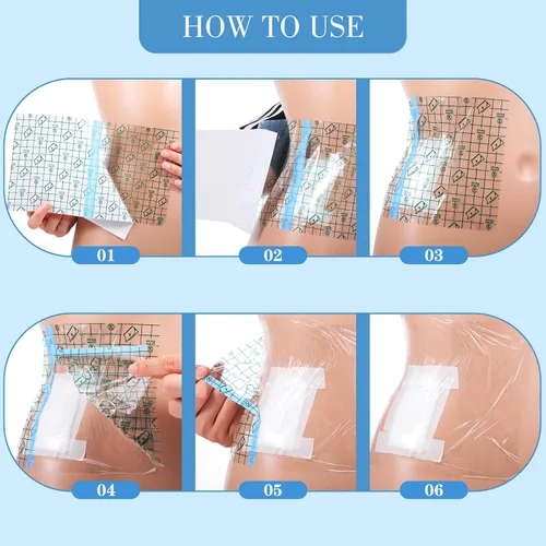 Vista 4 de 40 fundas de ducha de ostomía impermeables, protectores de catéter de diálisis para estoma de ducha, cubiertas de catéter de gran cobertura, vendaje