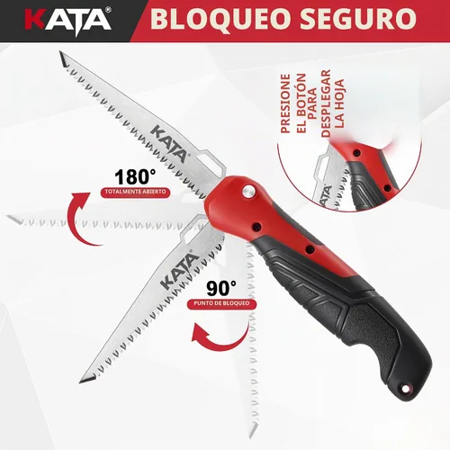 Vista 5 de KATA - Sierra de mano plegable 2 en 1 con hoja de corte múltiple intercambiable