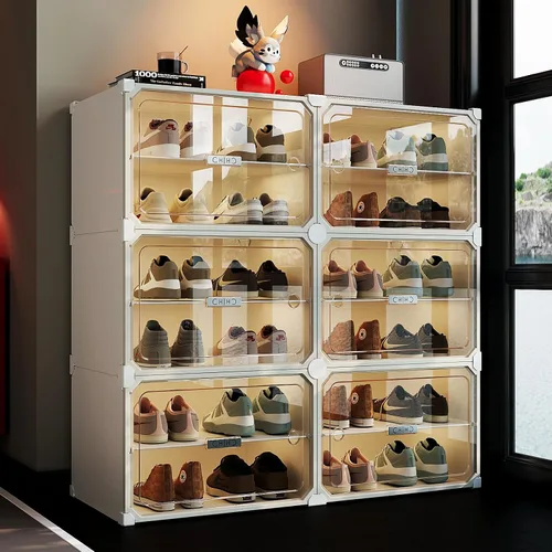 Vista 10 de MAGINELS Zapatero, Mueble Zapatero Expandible Fácil de Montar. Almacenamiento de Zapatos con Puerta, Entrada, Armarios, Pasillo y Dormitorio. Tiene