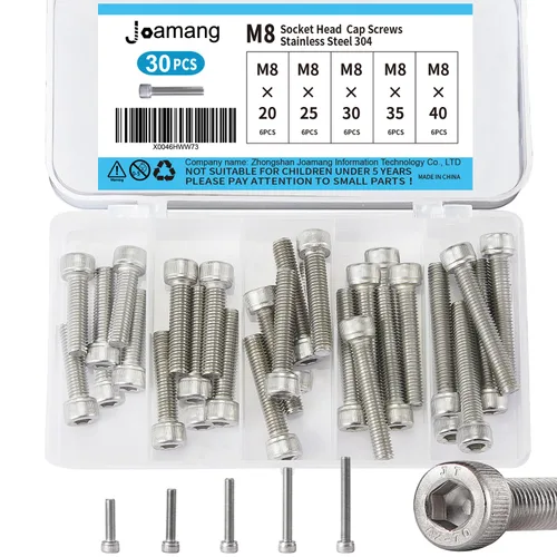 Vista 8 de Tornillos de cabeza de botón M8 x 0.472 in, 0.630 in, 0.709 in, 0.787 in, 0.984 in, acero inoxidable 304, unidad hexagonal Allen métrica, acabado