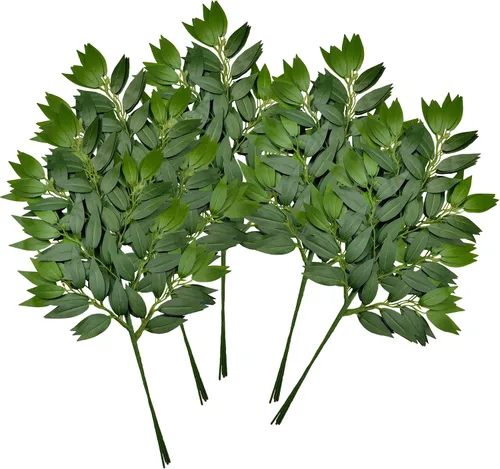Vista 9 de 24 Piezas Tallos de Vegetación Artificial de Ruscus Italiano de Seda Plantas en Aerosol de Vegetación para Arco de Boda DIY Relleno de Ramo Centros