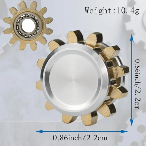 Vista 2 de Fidget Spinner de metal para adultos, pequeños juguetes de mano pequeños, bloques de engranaje de cobre, giroscopio de dedos extensible, rodamiento