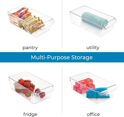 Vista 5 de iDesign Linus - Organizador de plástico para nevera y congelador con asa, recipiente transparente para alimentos, bebidas, organización de productos
