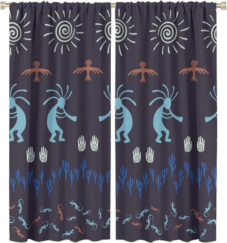Vista 47 de Kokopelli - Cortinas opacas para cocina, decoración de sala de estar, dormitorio, 21 x 45 pulgadas, 2 paneles