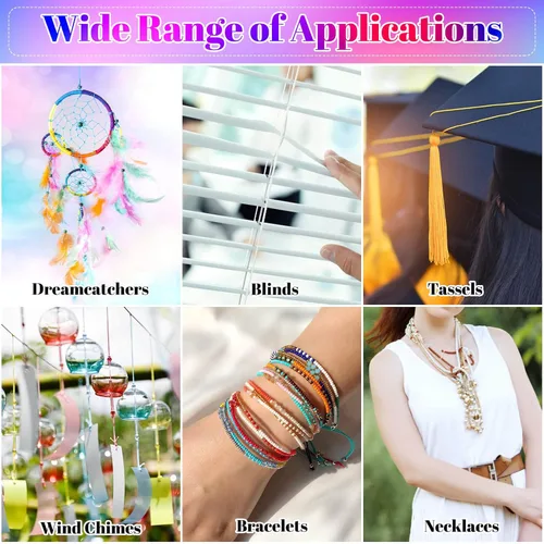 Vista 7 de Hilo de nailon para pulseras, Cridoz 20 rollos de cordón para nudos chinos, hilo de nailon para abalorios para kumihimo, pulseras trenzadas