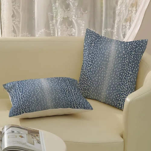 Vista 4 de Fundas de Almohada de Antílope 16x16 Paquete de 2, Fundas de Almohada Decorativas con Estampado de Piel de Animal Azul Marino, Fundas de Almohada