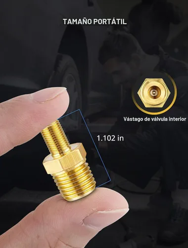 Vista 3 de Paquete de 2 adaptadores de inflado de aire de latón con vástago de válvula