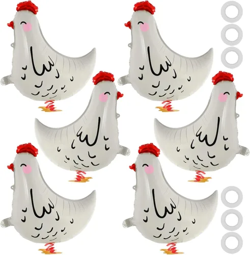 Vista 8 de 6 globos de animales que caminan, globos de animales de granja, globos de Mylar de aluminio para caminar, decoraciones de cumpleaños de granja