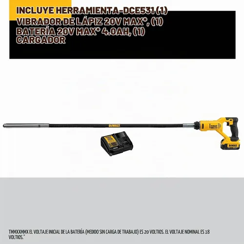 Vista 2 de DEWALT 20V MAX* Vibrador de hormigón, lápiz (DCE531M1)