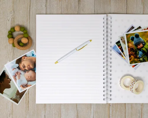 Vista 8 de Baby Memory Book - Hard Cover First Year Album Personalized with Baby’s Name - Boy Baby Journal (Blue Gingham)