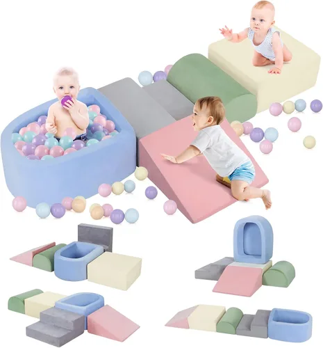 Vista 10 de Juguetes de escalada para niños pequeños de 1 a 3 años, bloques de escalada de espuma con pozo de pelotas para bebé, juguetes de escalada
