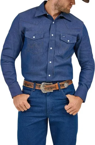 Vista 15 de Wrangler Men's Cowboy Cut Firm Finish Western Long Sleeve Snap Work Shirt Negro