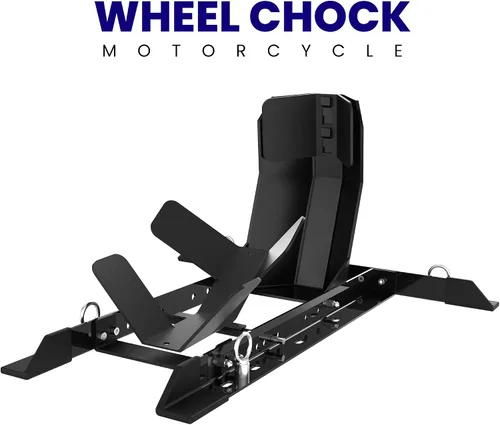 Vista 6 de GRAND PITSTOP Calzo de rueda universal para soporte de motocicleta para remolque, completamente ajustable, desmontable y plegable (negro)