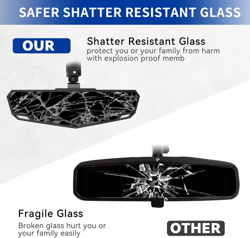 Vista 3 de Espejo retrovisor UTV, espejo retrovisor central SXS con abrazadera ajustable de 1.5 a 2 pulgadas compatible con Polaris RZR, Pioneer, Talon, Can Am