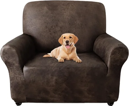 Vista 24 de ANARACHON - Funda elástica para sillón con aspecto de piel, 1 pieza Negro