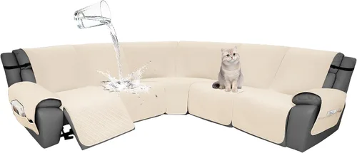 Vista 82 de Fundas de terciopelo 10% impermeables para sofá modular reclinable en forma de L, 1 pieza, fundas acolchadas para sofá reclinable esquinero, juego
