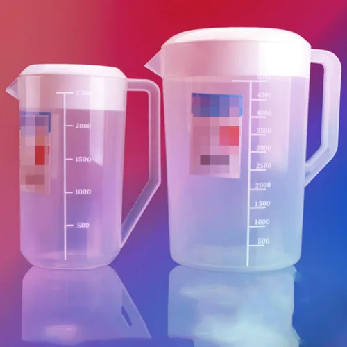 Vista 7 de Housoutil Hervidor de medición con escala de 2.5 L de plástico para bebidas con tapa, jarra de agua fría para jugo, té helado, leche, cerveza