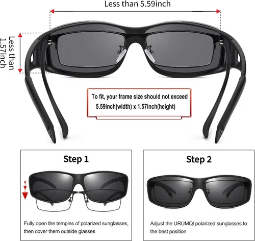 Vista 4 de URUMQI Polarized Sunglasses Fit Over Glasses for Men Women, Wrap-around Driving Sunglasses 100% UV Protection