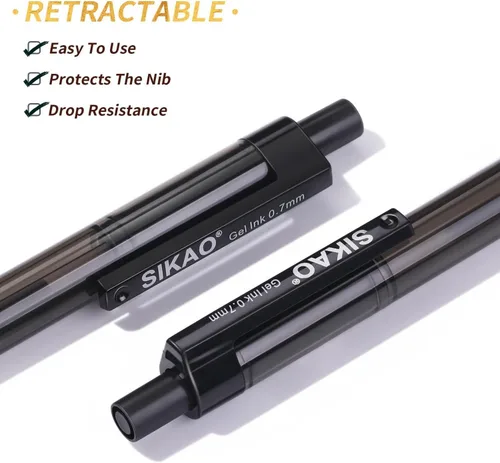 Vista 4 de Bolígrafos de Gel Negro a Granel, Juego de 60 Bolígrafos de Gel Negro Retráctiles, Punta Fina de 0.7mm, Escritura Suave y Sin Manchas para Oficina