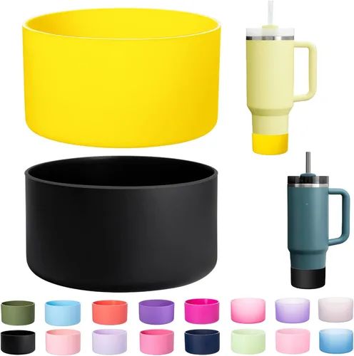 Vista 31 de Paquete de 2 botas de silicona para Stanley Cup de 30 oz y 40 onzas, protector inferior antideslizante y reductor de ruido, cubierta base de vaso