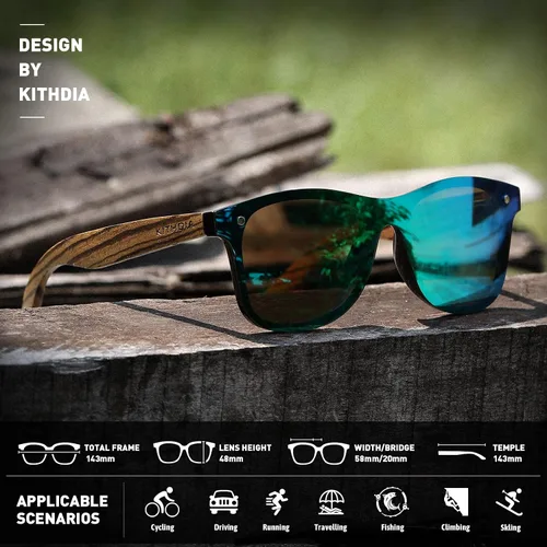 Vista 4 de Kithdia Zebra Gafas de sol de bambú de madera polarizadas para hombres y mujeres - Gafas de sol de madera S5029