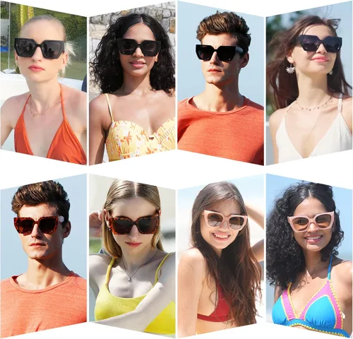 Vista 6 de Dollger Gafas de sol cuadradas retro de gran tamaño para mujeres y hombres, tonos de moda UV400