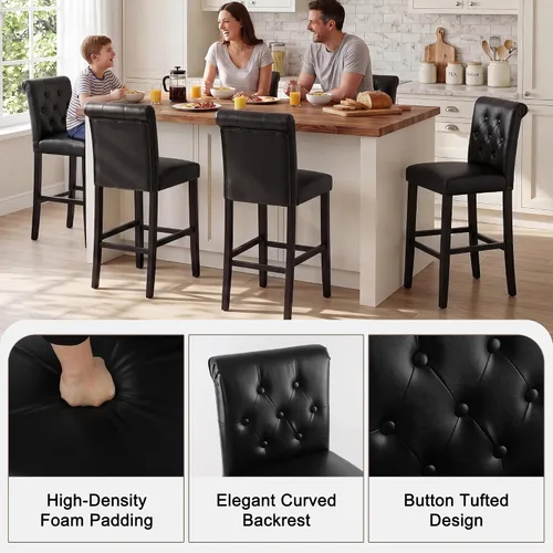 Vista 4 de LSSBOUGHT Taburetes de bar de 30 '' con botón trasero para isla de cocina