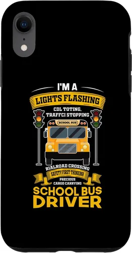 Vista 8 de iPhone 15 Funny Lights Flashing Safety First School Bus Driver Case