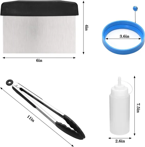 Vista 4 de Accesorios para plancha compatibles con Blackstone y Camp Chef, herramienta raspadora de plancha plana con cúpula de fusión para cocinar al aire
