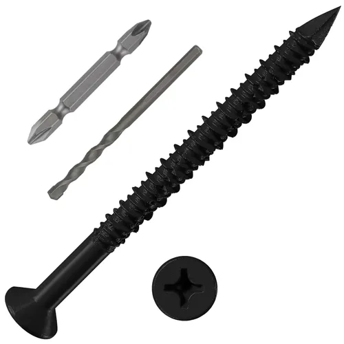 Vista 30 de Wensilon 49 piezas) Kit de ancla de tornillo para hormigón de 1/4" con cabeza plana azul para anclar a mampostería, bloque o ladrillo estuco