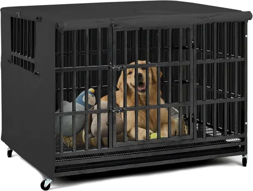 Vista 10 de Explore Land Funda para jaula de perro de poliéster resistente, parasol universal para jaula de alambre de 18 pulgadas (negro)