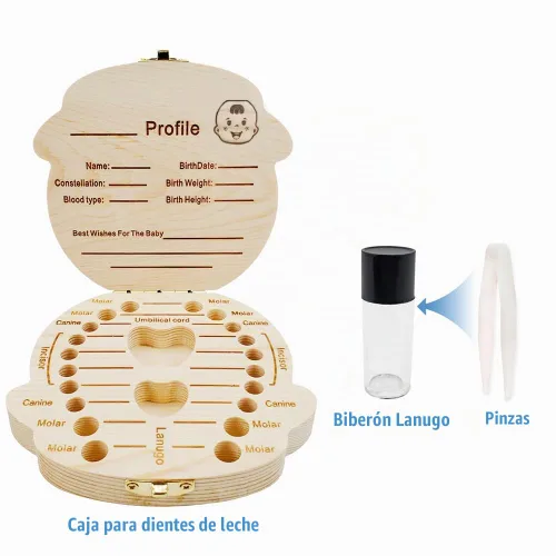 Vista 4 de PAMBO Caja de hadas de dientes de bebé, recuerdo para niños con dientes perdidos, soporte de dientes para niños, baby shower y regalos de cumpleaños