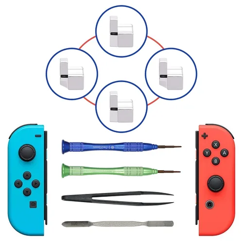 Vista 2 de Mcbazel Replacement Metal LR Lock Buckle Set with Open Tool for N-Switch Joy-Con