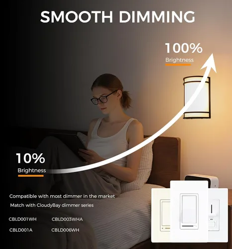Vista 5 de CLOUDY BAY Aplique de pared LED de 3 colores, iluminación de pared, 3000 K/4000 K/5000 K, lámpara de pared ajustable de temperatura de color, 15 W
