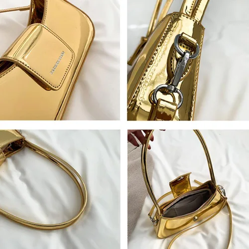 Vista 6 de Bolso de noche para mujer, bolso de mano de cuero, bolso de hombro pequeño, bolso de mano brillante, bolso de mano con asa superior 2023