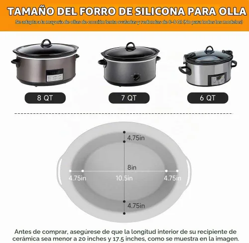 Vista 5 de ChefAid Revestimientos para Olla de Cocción Lenta, 100% Silicona Reutilizable, Accesorios de Inserción para Ollas de Cocción Lenta de 6-8 Cuartos