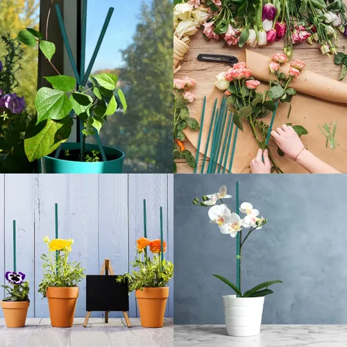 Vista 6 de 50 Piezas Palos para Plantas Estacas Verdes para Plantas, Soporte para Plantas Estacas de Jardín para Plantas de Interior y Exterior, GAGINANG