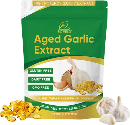 Vista 8 de Cápsulas blandas de extracto de ajo envejecido, suplemento antioxidante Allium Sativum sin olor para apoyo cardíaco e inmunológico, vegetariano, sin