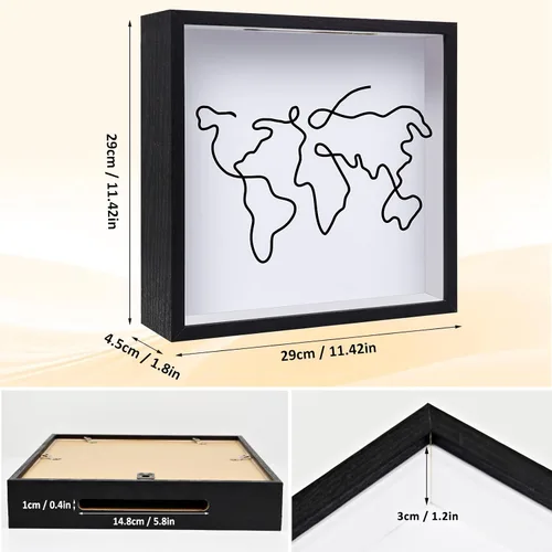 Vista 2 de ZEEYUAN Caja de archivo de aventura de viaje de 12 x 12 pulgadas, regalo para papá, regalo de esposa, hija e hijo, caja de sombra de memoria