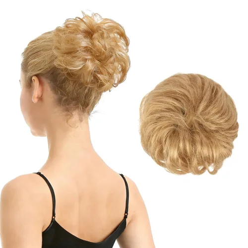 Vista 24 de Barsdar - Moño de cabello 100 % humano, Moño desordenado, Extensiones de cola de caballo, Moño de cabello rizado, Pieza de cabello